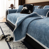 Non-Slip Sofa Cover – Chenille – Stormy Blue