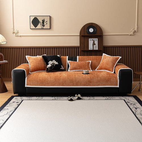 Non-Slip Sofa Cover – Chenille – Terracotta