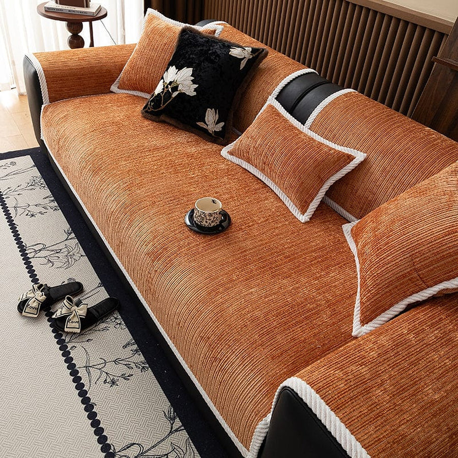 Non-Slip Sofa Cover – Chenille – Terracotta
