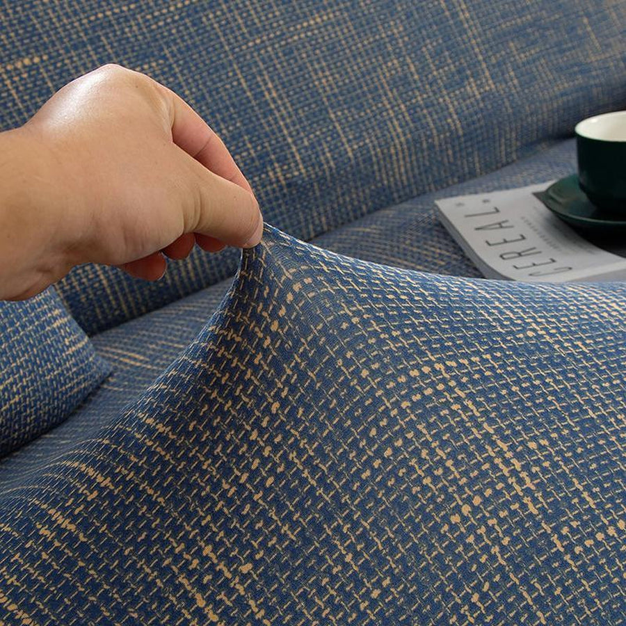 Sofa Cover – Cross Pattern Distressed – Stormy Blue