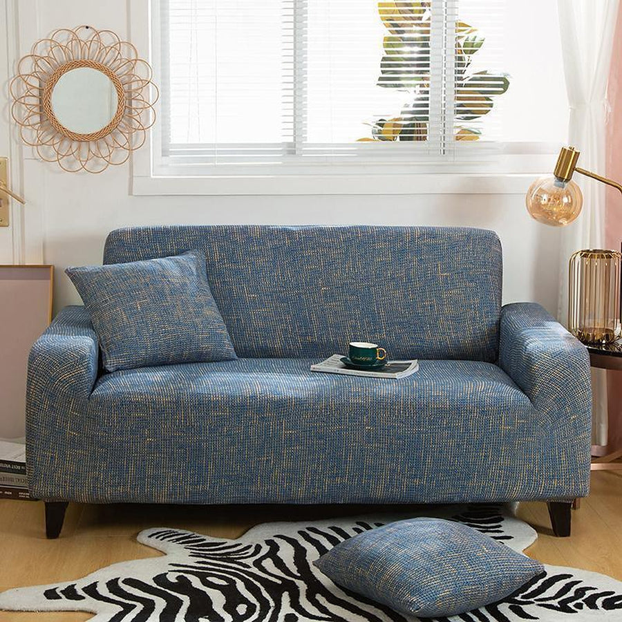 Sofa Cover – Cross Pattern Distressed – Stormy Blue