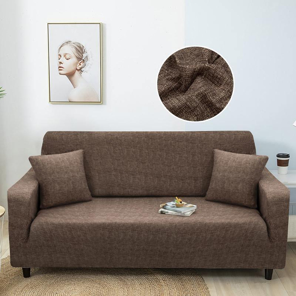 Sofa Cover – Cross Pattern – Espresso