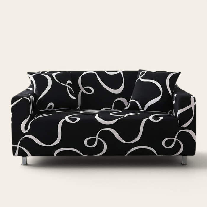 Sofa Cover – Cursive Print – Ink Black