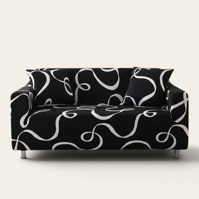 Sofa Cover – Cursive Print – Ink Black