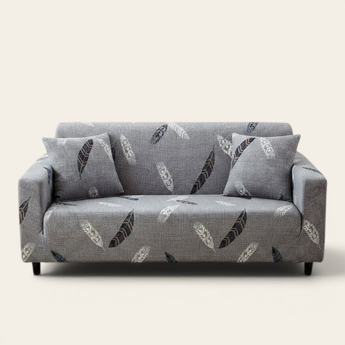 Sofa Cover – Feather Sketch – Pearl Grey