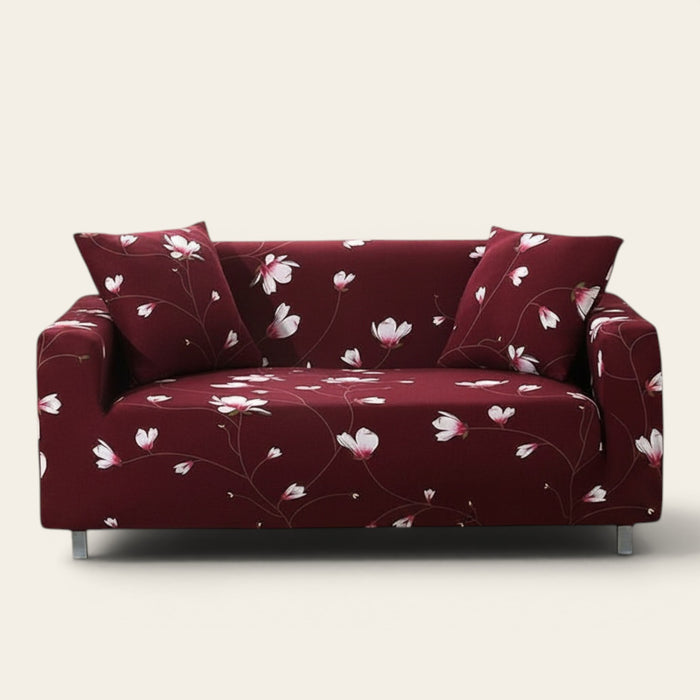 Sofa Cover – Floral Magnolia – Bordeaux