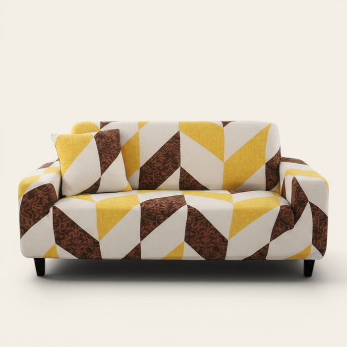Sofa Cover – Geometric Chevron – Honey