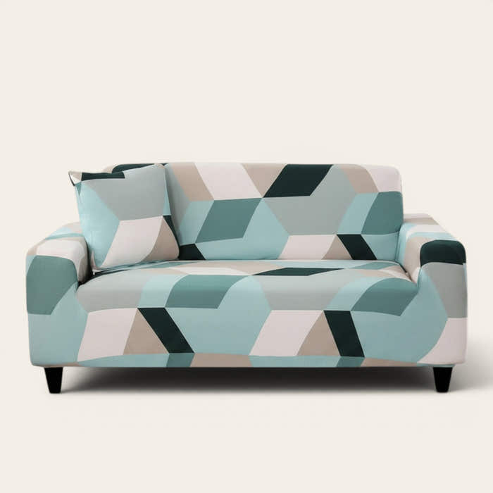 Sofa Cover – Geometric Chevron – Sage Mist
