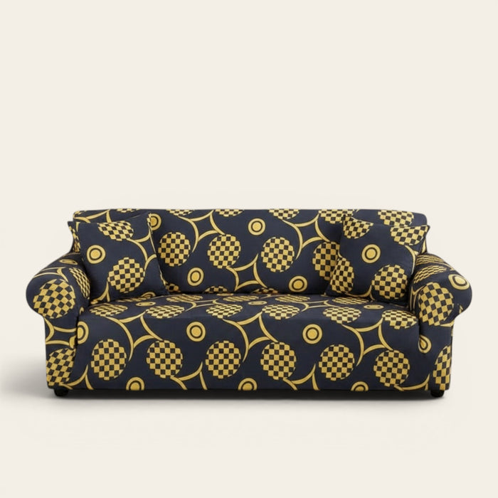 Sofa Cover – Geometric Circles – Midnight Navy