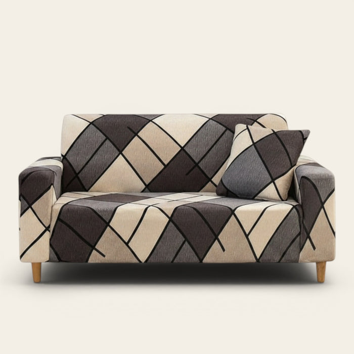 Sofa Cover – Geometric Diamond – Espresso