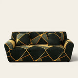 Sofa Cover – Geometric Gold – Ink Black