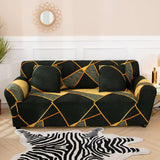 Sofa Cover – Geometric Gold – Ink Black