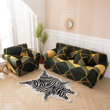 Sofa Cover – Geometric Gold – Ink Black