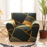 Sofa Cover – Geometric Gold – Ink Black