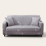 Sofa Cover – Geometric Grid – Pearl Grey