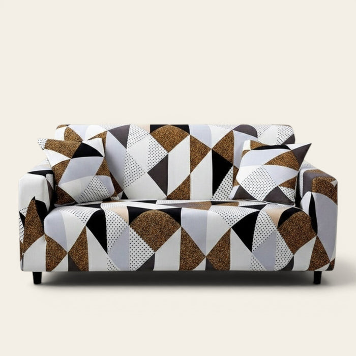 Sofa Cover – Geometric Harlequin – Espresso
