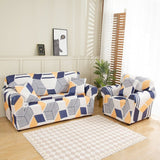Sofa Cover – Geometric Harlequin – Stormy Blue