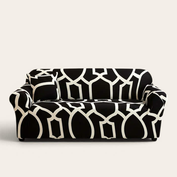 Sofa Cover – Geometric Honeycomb – Ink Black