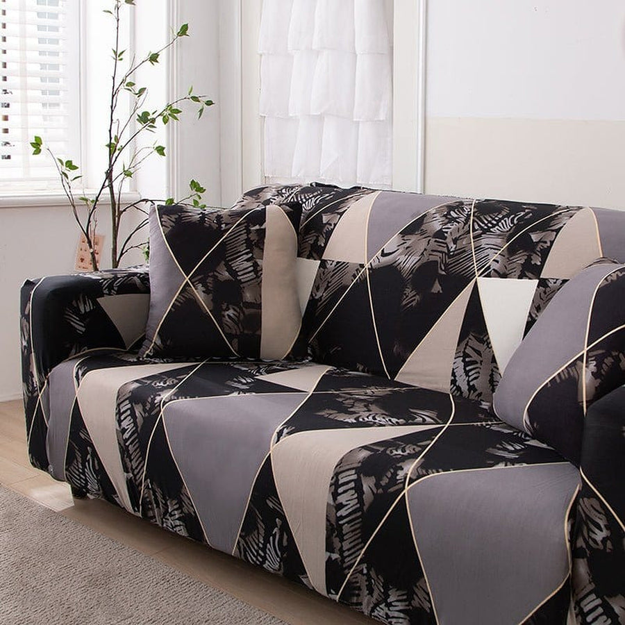 Sofa Cover – Geometric Marble – Charcoal