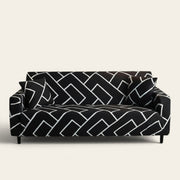 Sofa Cover – Geometric Maze – Ink Black