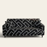 Sofa Cover – Geometric Maze – Ink Black