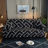 Sofa Cover – Geometric Maze – Ink Black