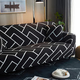 Sofa Cover – Geometric Maze – Ink Black