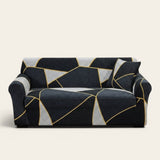 Sofa Cover – Geometric Outline – Ink Black