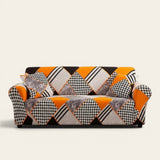 Sofa Cover – Geometric Patchwork – Terracotta