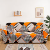 Sofa Cover – Geometric Patchwork – Terracotta