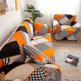 Sofa Cover – Geometric Patchwork – Terracotta
