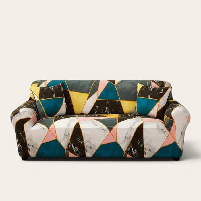 Sofa Cover – Geometric Triangles – Midnight Navy