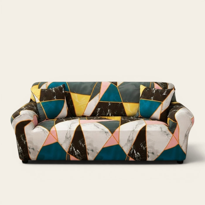 Sofa Cover – Geometric Triangles – Midnight Navy