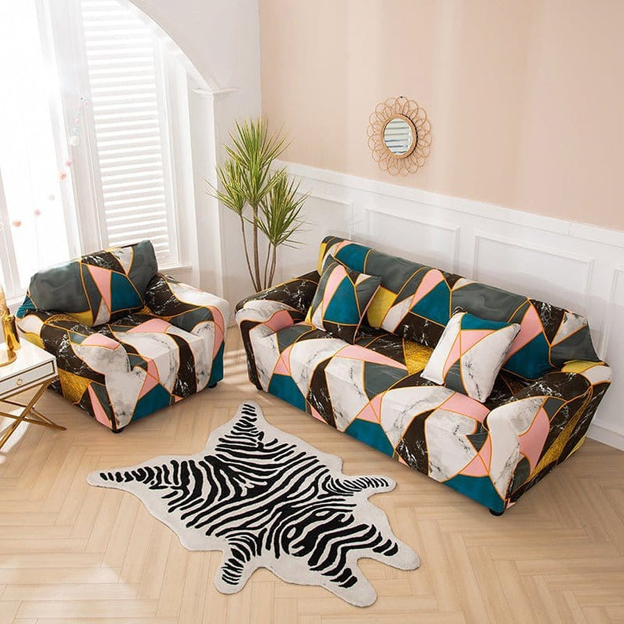 Sofa Cover – Geometric Triangles – Midnight Navy