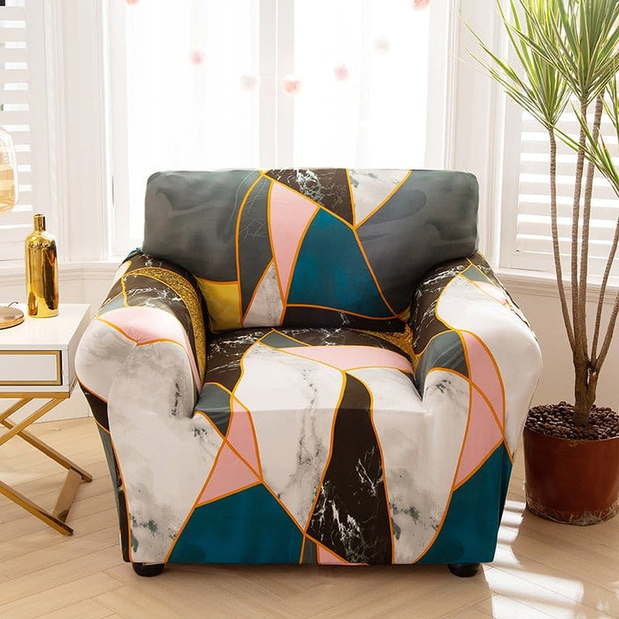 Sofa Cover – Geometric Triangles – Midnight Navy