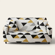 Sofa Cover – Geometric Triangles – Pearl White