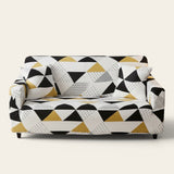 Sofa Cover – Geometric Triangles – Pearl White