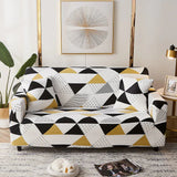 Sofa Cover – Geometric Triangles – Pearl White