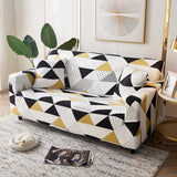 Sofa Cover – Geometric Triangles – Pearl White