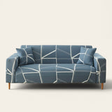 Sofa Cover – Geometric Wall – Stormy Blue