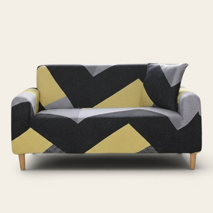 Sofa Cover – Geometric Zigzag – Charcoal