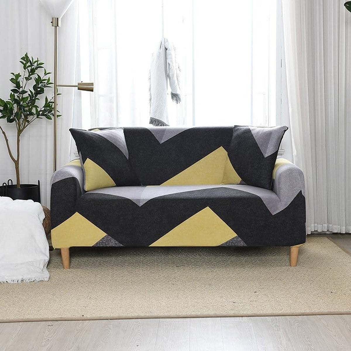 Sofa Cover – Geometric Zigzag – Charcoal