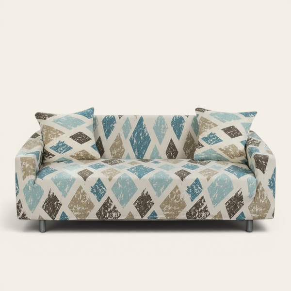 Sofa Cover – Harlequin Diamond – Sky Mist