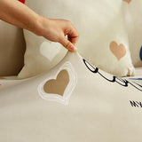 Sofa Cover – Heart Print – Ivory Cream