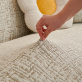 Boucle-Style Sand Jacquard sofa cover shown across the seat and backrest of a two-seater, view 2