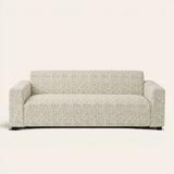 Boucle-Style Sand Jacquard sofa cover on a plain studio background, view 2