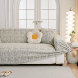 Stone Grey Jacquard sofa cover shown across the seat and backrest of a two-seater, view 3