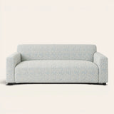 Stormy Blue Jacquard sofa cover on a plain studio background