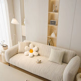 Grey Knit sofa cover styled with cushions on a low-back sofa, view 2