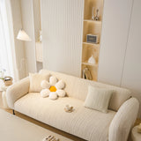 Ivory Cream Knit sofa cover styled with cushions on a low-back sofa